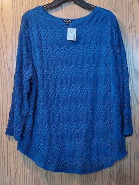 Fig & Blu Royal Blue Lace Knit Tunic Top